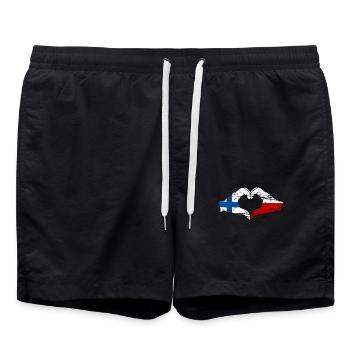 Finlande Pologne drapeau coeur forme utilisé - Short de bain - noir - Devant - AI Model Male 185 light (185cm)