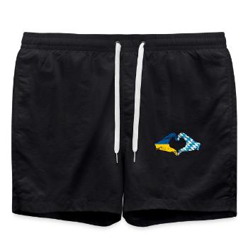 Ukraine Bavaria Flag Hands Heart Shape Used - Swim Trunks - black - Front - AI Model Male 185 light (185cm)