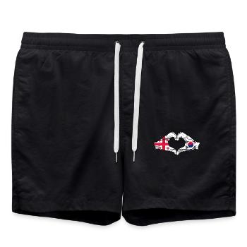 Géorgie Corée du Sud Drapeau Mains Coeur Forme Utilisé - Short de bain - noir - Devant - AI Model Male 185 light (185cm)