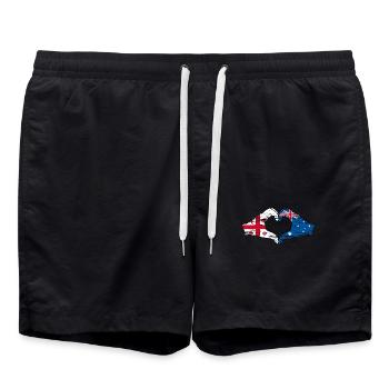 Georgia Australia Flag Hands Heart Shape Used - Swim Trunks - black - Front - AI Model Male 185 light (185cm)