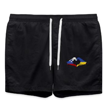 Slowenien Ukraine Flagge Hände Herzform used - Badeshorts - Schwarz - Vorne - AI Model Male 185 light (185cm)
