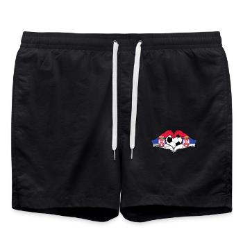 Serbie drapeau football mains forme de coeur utilisé - Short de bain - noir - Devant - AI Model Male 185 light (185cm)
