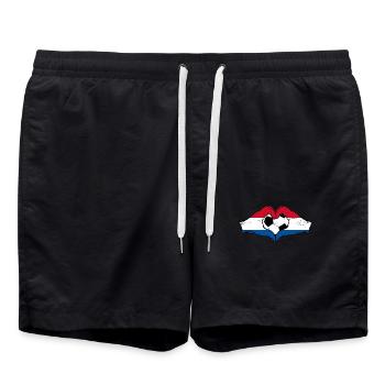 Drapeau de football hollandais mains forme de coeur utilisé - Short de bain - noir - Devant - AI Model Male 185 light (185cm)