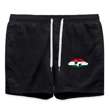 Hongrie drapeau football mains forme de coeur utilisé - Short de bain - noir - Devant - AI Model Male 185 light (185cm)