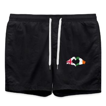 Géorgie Irlande drapeau mains forme de coeur utilisé - Short de bain - noir - Devant - AI Model Male 185 light (185cm)