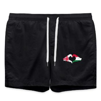 Georgien Ungarn Flagge Hände Herzform used - Badeshorts - Schwarz - Vorne - AI Model Male 185 light (185cm)