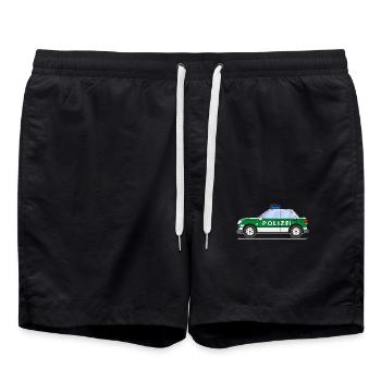 Police car in green and silver - Swim Trunks - black - Front - AI Model Male 185 light (185cm)