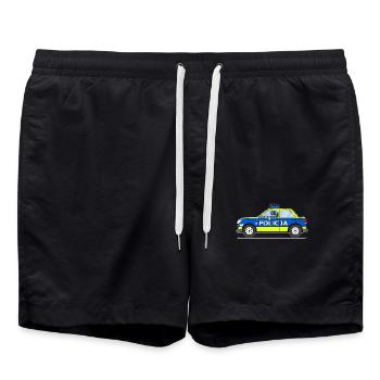 Polizeiauto Policja Polen Blau und Gelb - Badeshorts - Schwarz - Vorne - AI Model Male 185 light (185cm)