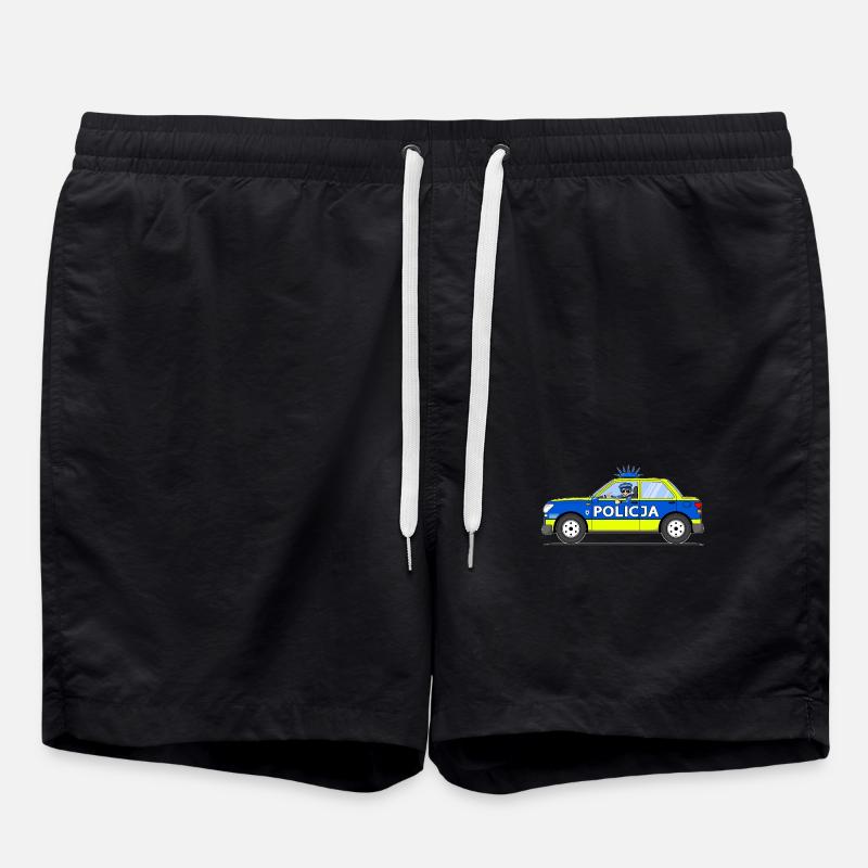 Polizeiauto Policja Polen Blau und Gelb - Badeshorts - Schwarz