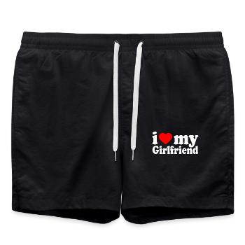 I love my girlfriend - Badeshorts - Schwarz - Vorne - AI Model Male 185 light (185cm)
