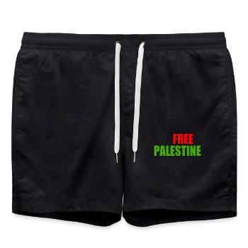Free palestine - Short de bain - noir - Devant - AI Model Male 185 light (185cm)