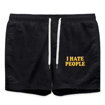 I hate people - Short de bain - noir - Devant - AI Model Male 185 light (185cm)