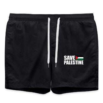 SAVE PALESTINE - Swim Trunks - black - Front - AI Model Male 185 light (185cm)