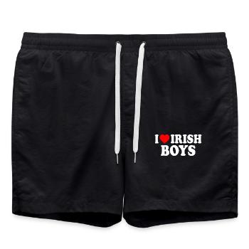 I love irish boys - Swim Trunks - black - Front - AI Model Male 185 light (185cm)