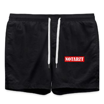 Notarzt - Badeshorts - Schwarz - Vorne - AI Model Male 185 light (185cm)