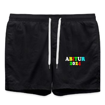 Abitur 2024 - Badeshorts - Schwarz - Vorne - AI Model Male 185 light (185cm)