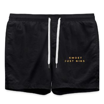 Kmoet just nothing, Antwerp dialect Shirts - Swim Trunks - black - Front - AI Model Male 185 light (185cm)