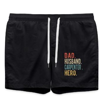 Carpenter Dad Husband Hero - Swim Trunks - black - Front - AI Model Male 185 light (185cm)