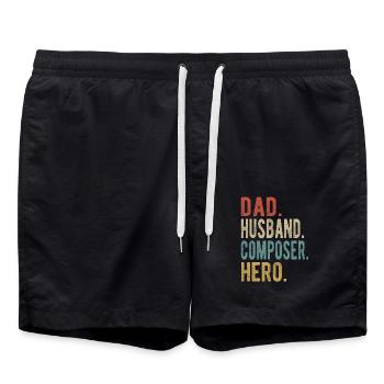 Composer Dad Husband Hero - Swim Trunks - black - Front - AI Model Male 185 light (185cm)