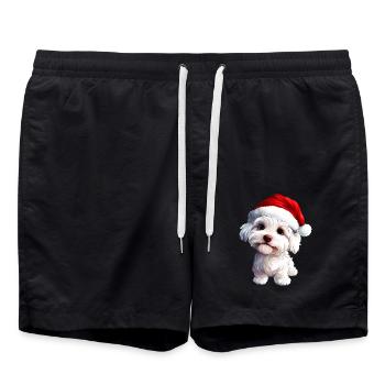 Chien Père Noël - Short de bain - noir - Devant - AI Model Male 185 light (185cm)