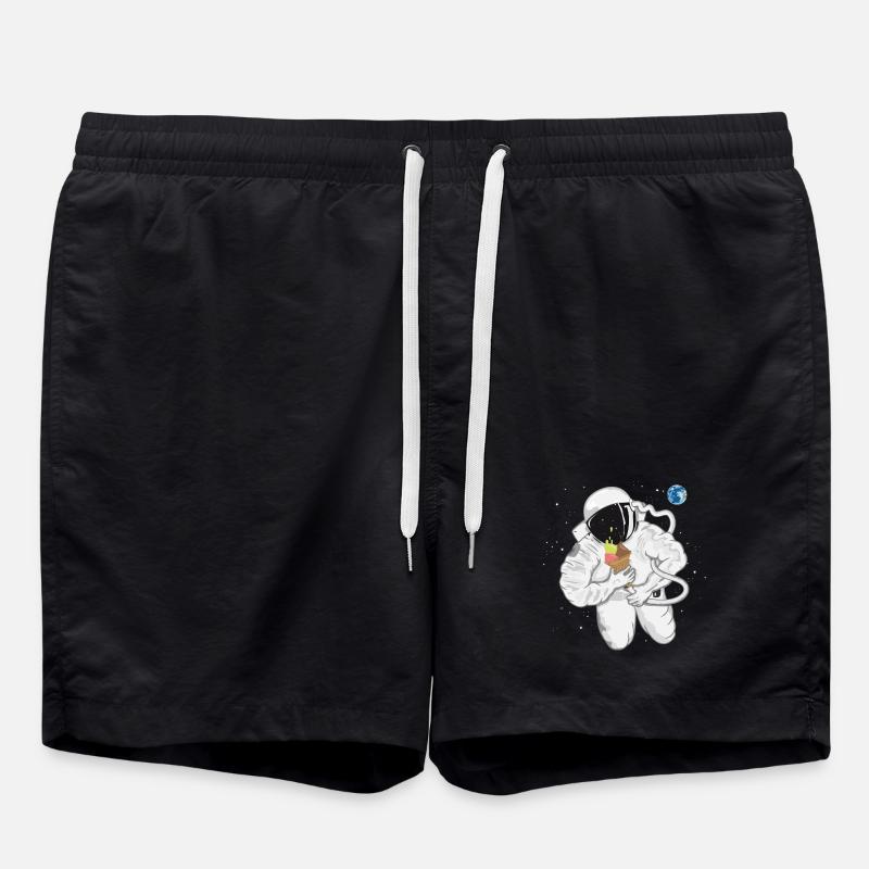 Astronaut with ice cream cone - Swim Trunks - black