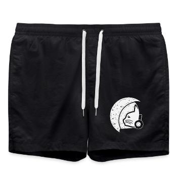 Galaktische Katze Astronaut Illustration - Badeshorts - Schwarz - Vorne - AI Model Male 185 light (185cm)