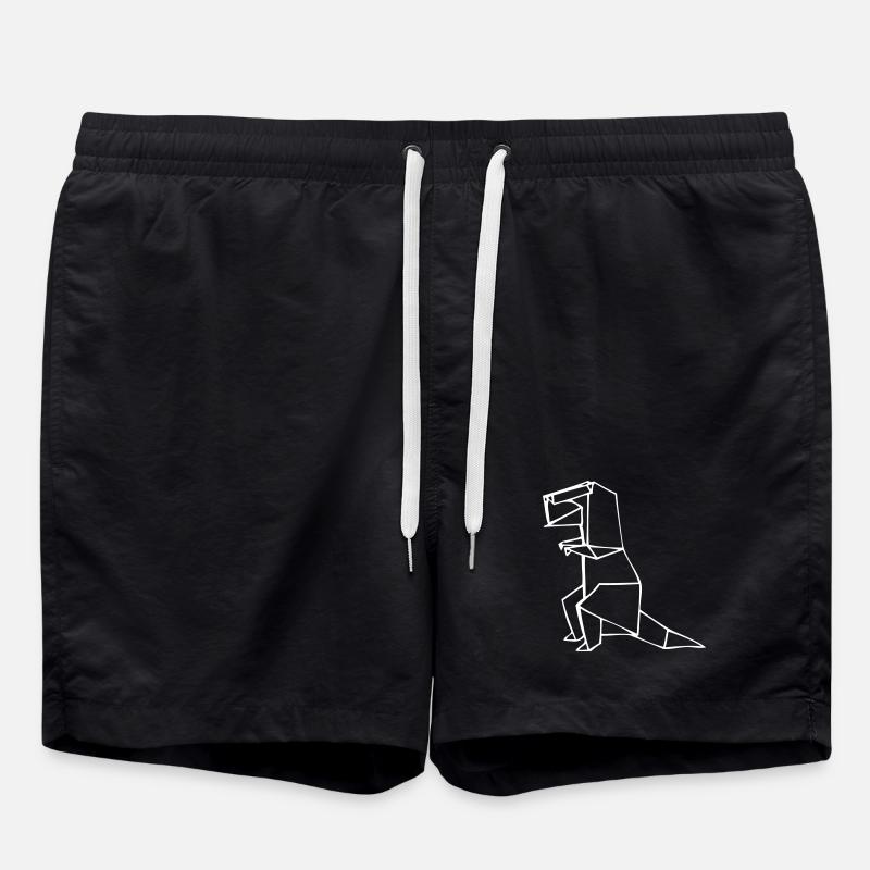 Dino Rex - T-Rex - Origami - Swim Trunks - black