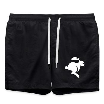 An adorable rabbit - Swim Trunks - black - Front - AI Model Male 185 light (185cm)