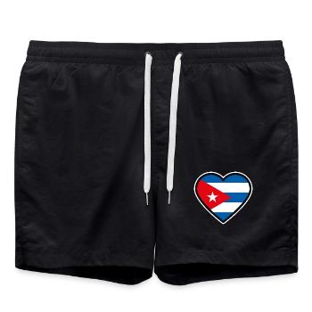 kuba flagge herz - Badeshorts - Schwarz - Vorne - AI Model Male 185 light (185cm)