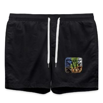 Œil de chat dans un jeu de couleurs - Short de bain - noir - Devant - AI Model Male 185 light (185cm)