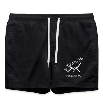 rehgungslos, regungslos, faul Urlaub, lustiges Reh - Badeshorts - Schwarz - Vorne - AI Model Male 185 light (185cm)