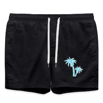 Tropic Wave Abstract Palm Design - Swim Trunks - black - Front - AI Model Male 185 light (185cm)