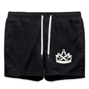 Cooles Zimmermann Zunftsymbol 3D Grunge Look - Badeshorts - Schwarz - Vorne - AI Model Male 185 light (185cm)