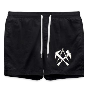 Dachdecker Zunftsymbol Im Coolen 3D Grunge Look - Badeshorts - Schwarz - Vorne - AI Model Male 185 light (185cm)