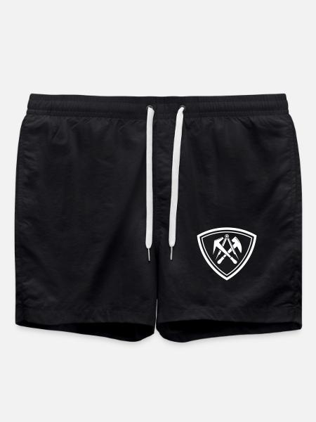 Emblem mit traditionellem Zunftzeichen Dachdecker - Badeshorts - Schwarz
