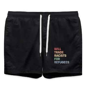 Échanger des racistes contre des réfugiés - Short de bain - noir - Devant - AI Model Male 185 light (185cm)