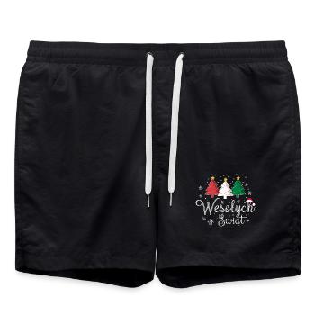 Weihnachtsbaum Trio Wesolych Swiat Polen Polnisch - Badeshorts - Schwarz - Vorne - AI Model Male 185 light (185cm)