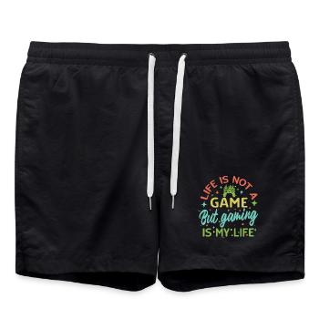 Le jeu vidéo est ma vie – Pas un jeu de vie - Short de bain - noir - Devant - AI Model Male 185 light (185cm)