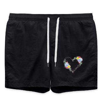 Un cœur au ressort fait de formes géométriques - Short de bain - noir - Devant - AI Model Male 185 light (185cm)