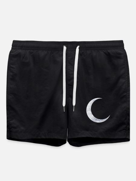 delicate shimmering silver moon - Swim Trunks - black