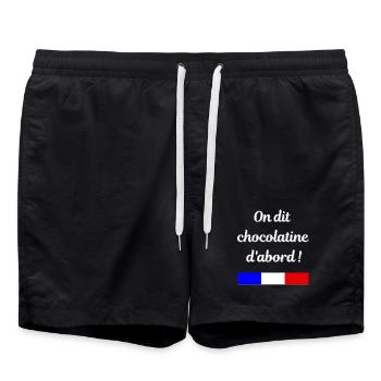 On dit chocolatine d'abord - Short de bain - noir - Devant - AI Model Male 185 light (185cm)