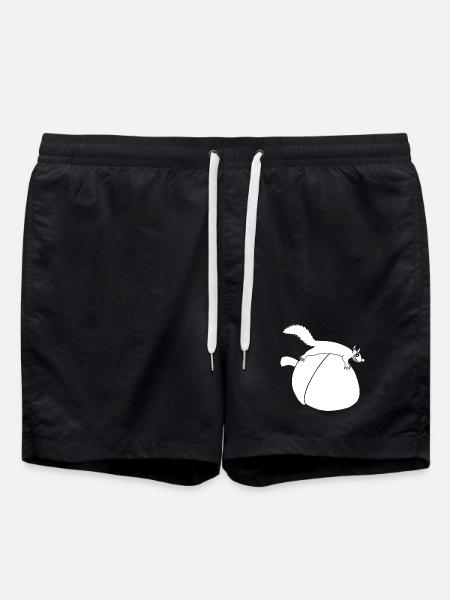 The squirrel against the glans (white) - Swim Trunks - black