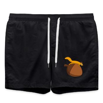 Das Eichhörnchen gegen die Eichel - Badeshorts - Schwarz - Vorne - AI Model Male 185 light (185cm)