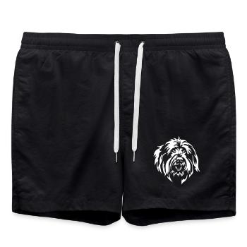 Schafpudel Kopf "Black Edition" - Badeshorts - Schwarz - Vorne - AI Model Male 185 light (185cm)