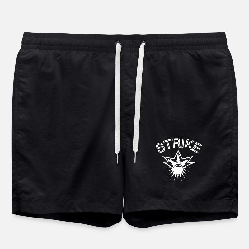 bowling, bowling fan, strike - Swim Trunks - black