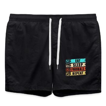 Eat Sleep Fußball Repeat - Badeshorts - Schwarz - Vorne - AI Model Male 185 light (185cm)