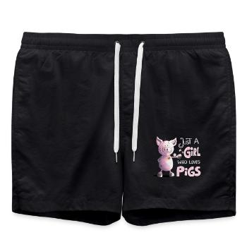 Just A Girl Who Loves Pigs - Badeshorts - Schwarz - Vorne - AI Model Male 185 light (185cm)