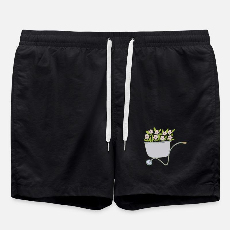 Wheelbarrows Flowers - Swim Trunks - black