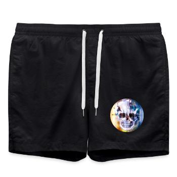 extravagant skull in colorful shimmering color - Swim Trunks - black - Front - AI Model Male 185 light (185cm)