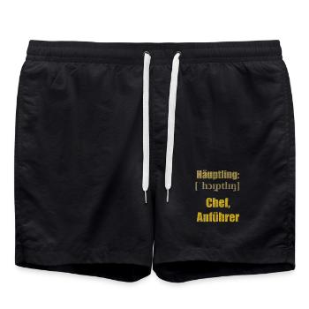 häuptling chef - Badeshorts - Schwarz - Vorne - AI Model Male 185 light (185cm)